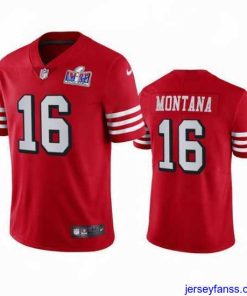 Impressive NFL San Francisco 49ers 16 Joe Montana Red Throwback Vapor Untouchable Limited Stitched 2024 Super Bowl LVIII Jersey