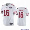 Premium NFL San Francisco 49ers 16 Joe Montana White Vapor Untouchable Limited Stitched 2024 Super Bowl LVIII Jersey