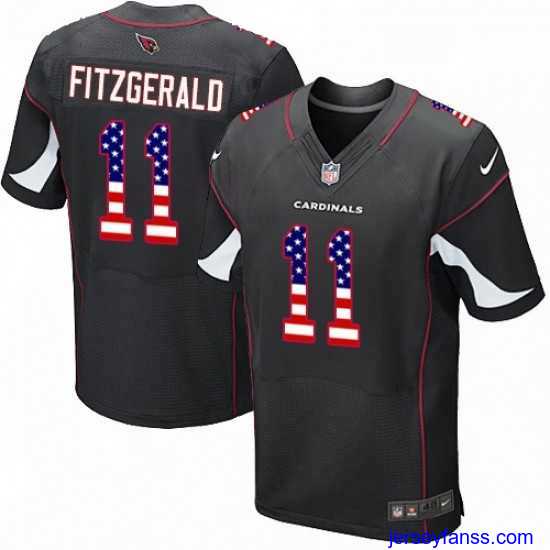 Outstanding Nike Arizona Cardinals 11 Larry Fitzgerald Elite Black Alternate USA Flag Fashion NFL Jersey