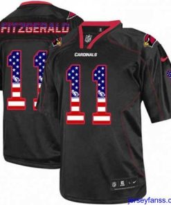Fantastic Nike Arizona Cardinals 11 Larry Fitzgerald Elite Black USA Flag Fashion NFL Jersey