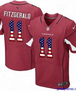 Exclusive Nike Arizona Cardinals 11 Larry Fitzgerald Elite Red Home USA Flag Fashion NFL Jersey