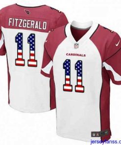 Outstanding Nike Arizona Cardinals 11 Larry Fitzgerald Elite White Road USA Flag Fashion NFL Jersey