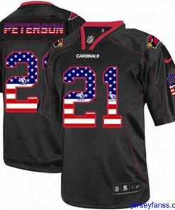 Gorgeous Nike Arizona Cardinals 21 Patrick Peterson Elite Black USA Flag Fashion NFL Jersey