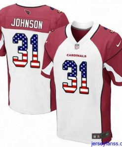 Premium Nike Arizona Cardinals 31 David Johnson Elite White Road USA Flag Fashion NFL Jersey