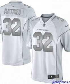 Premium Nike Arizona Cardinals 32 Tyrann Mathieu Limited White Platinum NFL Jersey