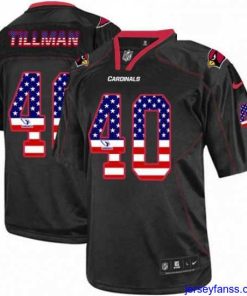 Exclusive Nike Arizona Cardinals 40 Pat Tillman Elite Black USA Flag Fashion NFL Jersey