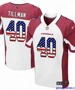 Stylish Nike Arizona Cardinals 40 Pat Tillman Elite White Road USA Flag Fashion NFL Jersey