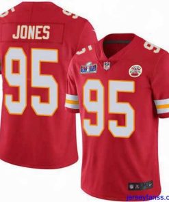 Impressive Nike Kansas City Chiefs 95 Chris Jones Red Team Color Bound Stitched NFL Vapor Untouchable Limited 2024 Super Bowl LVIII Jersey