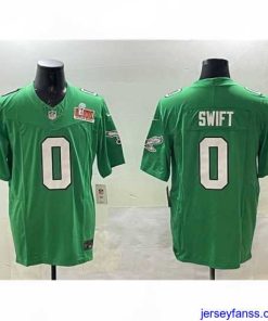 Fantastic Philadelphia Eagles 0 D 27Andre Swift Green 2025 Super Bowl LIX Patch F.U.S.E  Throwback Vapor Untouchable Limited Stitched Football Jersey