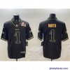 Exclusive Philadelphia Eagles 1 Jalen Hurts Black Gold 2025 Super Bowl LIX Patch Salute To Service Vapor Untouchable Limited Stitched Football Jersey