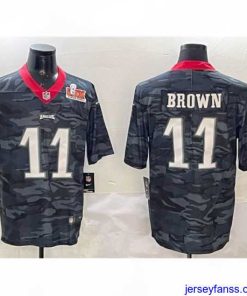 Exclusive Philadelphia Eagles 11 A  J  Brown Black 2025 Super Bowl LIX Patch Camo Vapor Untouchable Limited Stitched Football Jersey