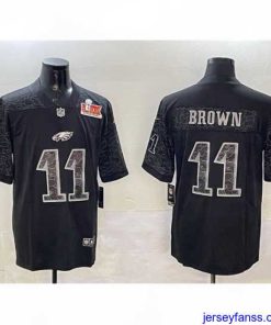 Impressive Philadelphia Eagles 11 A J  Brown Black 2025 Super Bowl LIX Patch Reflective Vapor Untouchable Limited Stitched Football Jersey