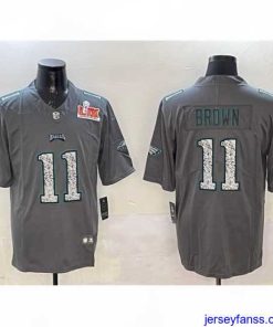 Outstanding Philadelphia Eagles 11 A J  Brown Gray 2025 Super Bowl LIX Patch Fashion Vapor Untouchable Limited Stitched Football Jersey