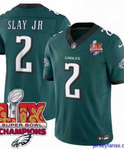Premium Philadelphia Eagles 2 Darius Slay JR Green 2025 Eagles Logo Super Bowl LIX Patch New F.U.S.E  Vapor Limited Stitched Football Jersey