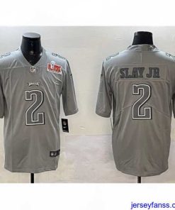 Impressive Philadelphia Eagles 2 Darius Slay Jr  Grey 2025 Super Bowl LIX Patch Atmosphere Fashion Vapor Untouchable Limited Stitched Football Jersey