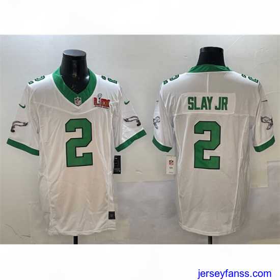 Outstanding Philadelphia Eagles 2 Darius Slay Jr White 2025 Super Bowl LIX Patch F.U.S.E Vapor Untouchable Limited Stitched Football Jersey