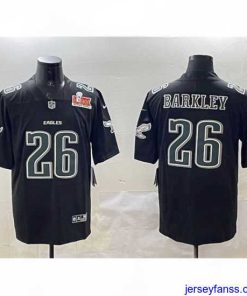 Fantastic Philadelphia Eagles 26 Saquon Barkley Black 2025 Super Bowl LIX Patch Fashion Vapor Untouchable Limited Stitched Football Jersey