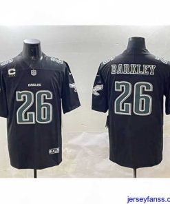 Impressive Philadelphia Eagles 26 Saquon Barkley Black Fashion With 3 Star C Patch Vapor Untouchable Limited Stitched Football Jersey