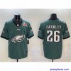 Premium Philadelphia Eagles 26 Saquon Barkley Green 2025 Super Bowl LIX Patch Team Big Logo Vapor Untouchable Limited Stitched Football Jersey