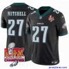 Gorgeous Philadelphia Eagles 27 Quinyon Mitchell Black 2025 Eagles Logo Super Bowl LIX Patch New F.U.S.E  Vapor Untouchable Limited Stitched Football Jersey