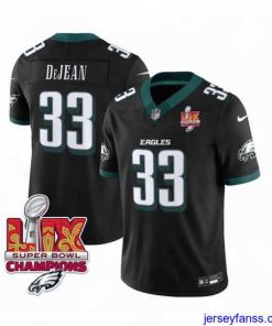 Gorgeous Philadelphia Eagles 33 Cooper DeJean Black 2025 Eagles Logo Super Bowl LIX Patch New F.U.S.E  Vapor Untouchable Limited Stitched Football Jersey