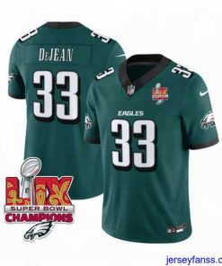 Stylish Philadelphia Eagles 33 Cooper DeJean Green 2025 Eagles Logo Super Bowl LIX Patch New F.U.S.E  Vapor Untouchable Limited Stitched Football Jersey