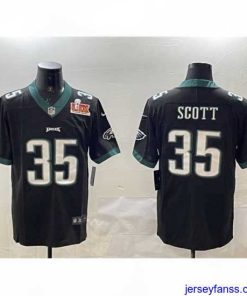 Impressive Philadelphia Eagles 35 Boston Scott Black 2025 Super Bowl LIX Patch Vapor Untouchable Limited Stitched Football Jersey
