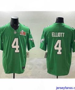 Amazing Philadelphia Eagles 4 Jake Elliott Green 2025 Super Bowl LIX Patch F.U.S.E  Throwback Vapor Untouchable Limited Stitched Football Jersey
