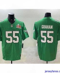 Stylish Philadelphia Eagles 55 Brandon Graham Green 2025 Super Bowl LIX Patch F.U.S.E  Throwback Vapor Untouchable Limited Stitched Football Jersey