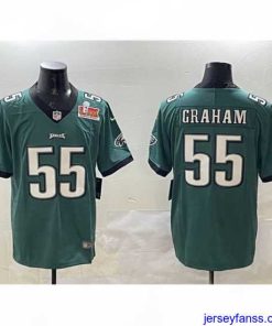 Impressive Philadelphia Eagles 55 Brandon Graham Green 2025 Super Bowl LIX Patch Vapor Untouchable Limited Stitched Football Jersey
