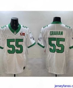 Impressive Philadelphia Eagles 55 Brandon Graham White 2025 Super Bowl LIX Patch F.U.S.E  Vapor Untouchable Limited Stitched Football Jersey