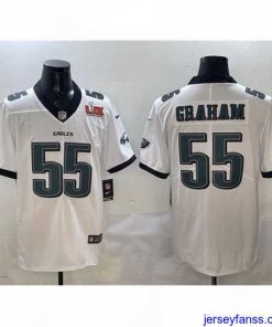 Exclusive Philadelphia Eagles 55 Brandon Graham White 2025 Super Bowl LIX Patch New Vapor Untouchable Limited Stitched Football Jersey