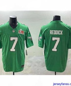 Gorgeous Philadelphia Eagles 7 Haason Reddick Green 2025 Super Bowl LIX Patch F.U.S.E  Throwback Vapor Untouchable Limited Stitched Football Jersey