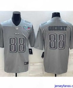 Stylish Philadelphia Eagles 88 Dallas Goedert Gray Super Bowl LVII Patch Atmosphere Fashion Stitched Jersey