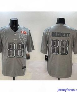 Outstanding Philadelphia Eagles 88 Dallas Goedert Grey 2025 Super Bowl LIX Patch Atmosphere Fashion Vapor Untouchable Limited Stitched Football Jersey