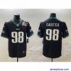 Fantastic Philadelphia Eagles 98 Jalen Carter Black 2025 Super Bowl LIX Patch Vapor Untouchable Limited Stitched Football Jersey