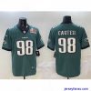 Exclusive Philadelphia Eagles 98 Jalen Carter Green 2025 Super Bowl LIX Patch New Vapor Untouchable Limited Stitched Football Jersey