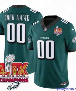 Fantastic Philadelphia Eagles Active Player Custom Green 2025 Eagles Logo Super Bowl LIX Patch New F.U.S.E  Vapor Limited Stitched Football Jersey