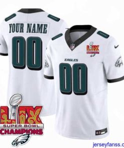 Outstanding Philadelphia Eagles Active Player Custom White 2025 Eagles Logo Super Bowl LIX Patch New F.U.S.E  Vapor Limited Stitched Football Jersey