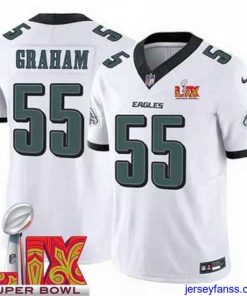 Exclusive Philadelphia Eagles Brandon Graham #55 White 2024 2025 Super Bowl LIX F.U.S.E Stitched NFL Jersey