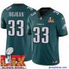 Fantastic Philadelphia Eagles Cooper DeJean #33 Green 2024 2025 Super Bowl LIX F.U.S.E Stitched NFL Jersey