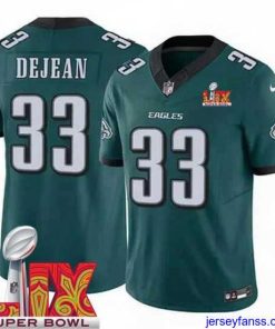 Fantastic Philadelphia Eagles Cooper DeJean #33 Green 2024 2025 Super Bowl LIX F.U.S.E Stitched NFL Jersey