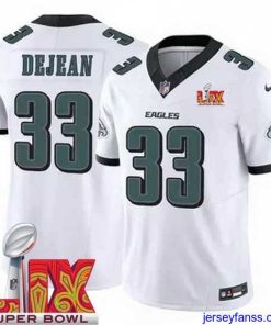 Fantastic Philadelphia Eagles Cooper DeJean #33 White 2024 2025 Super Bowl LIX F.U.S.E Stitched NFL Jersey