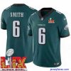 Stylish Philadelphia Eagles DeVonta Smith #6 Green 2024 2025 Super Bowl LIX F.U.S.E Stitched NFL Jersey