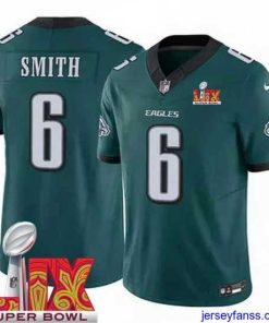 Stylish Philadelphia Eagles DeVonta Smith #6 Green 2024 2025 Super Bowl LIX F.U.S.E Stitched NFL Jersey