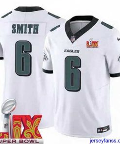 Fantastic Philadelphia Eagles DeVonta Smith #6 White 2024 2025 Super Bowl LIX F.U.S.E Stitched NFL Jersey