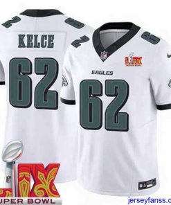 Premium Philadelphia Eagles Jason Kelce #62 White 2024 2025 Super Bowl LIX F.U.S.E Stitched NFL Jersey