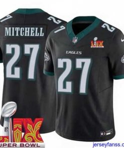 Stylish Philadelphia Eagles Quinyon Mitchell #27 Black 2024 2025 Super Bowl LIX F.U.S.E Stitched NFL Jersey