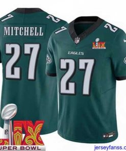 Outstanding Philadelphia Eagles Quinyon Mitchell #27 Green 2024 2025 Super Bowl LIX F.U.S.E Stitched NFL Jersey