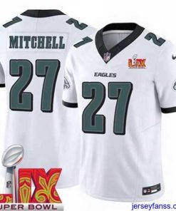 Outstanding Philadelphia Eagles Quinyon Mitchell #27 White 2024 2025 Super Bowl LIX F.U.S.E Stitched NFL Jersey